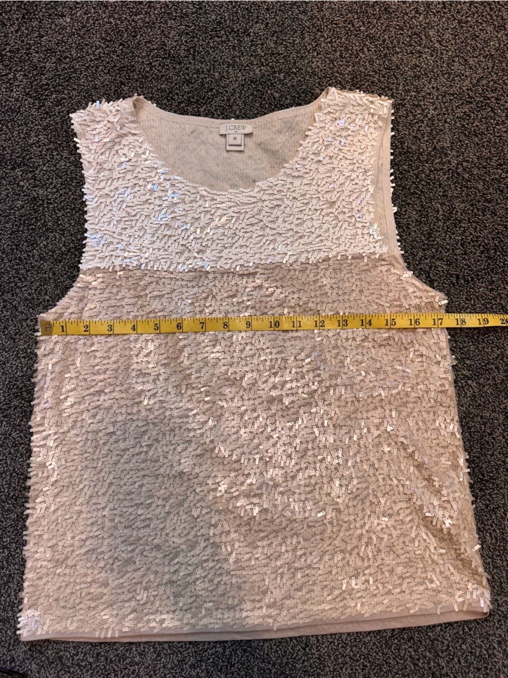 J.Crew Woman’s Size Medium Sequined Sleeveless Embellished Top Champagne - Picture 12 of 13